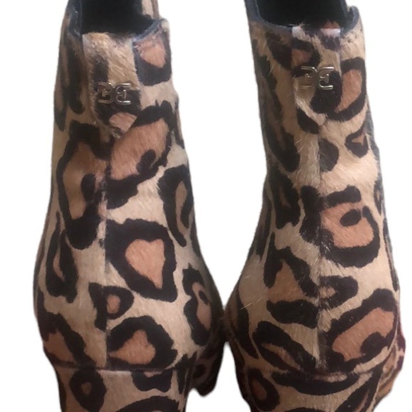 Sam Edelman Women’s Cow Hair Leopard Print Chunky Heel Ankle Boots Size 7.5 - Picture 10 of 14